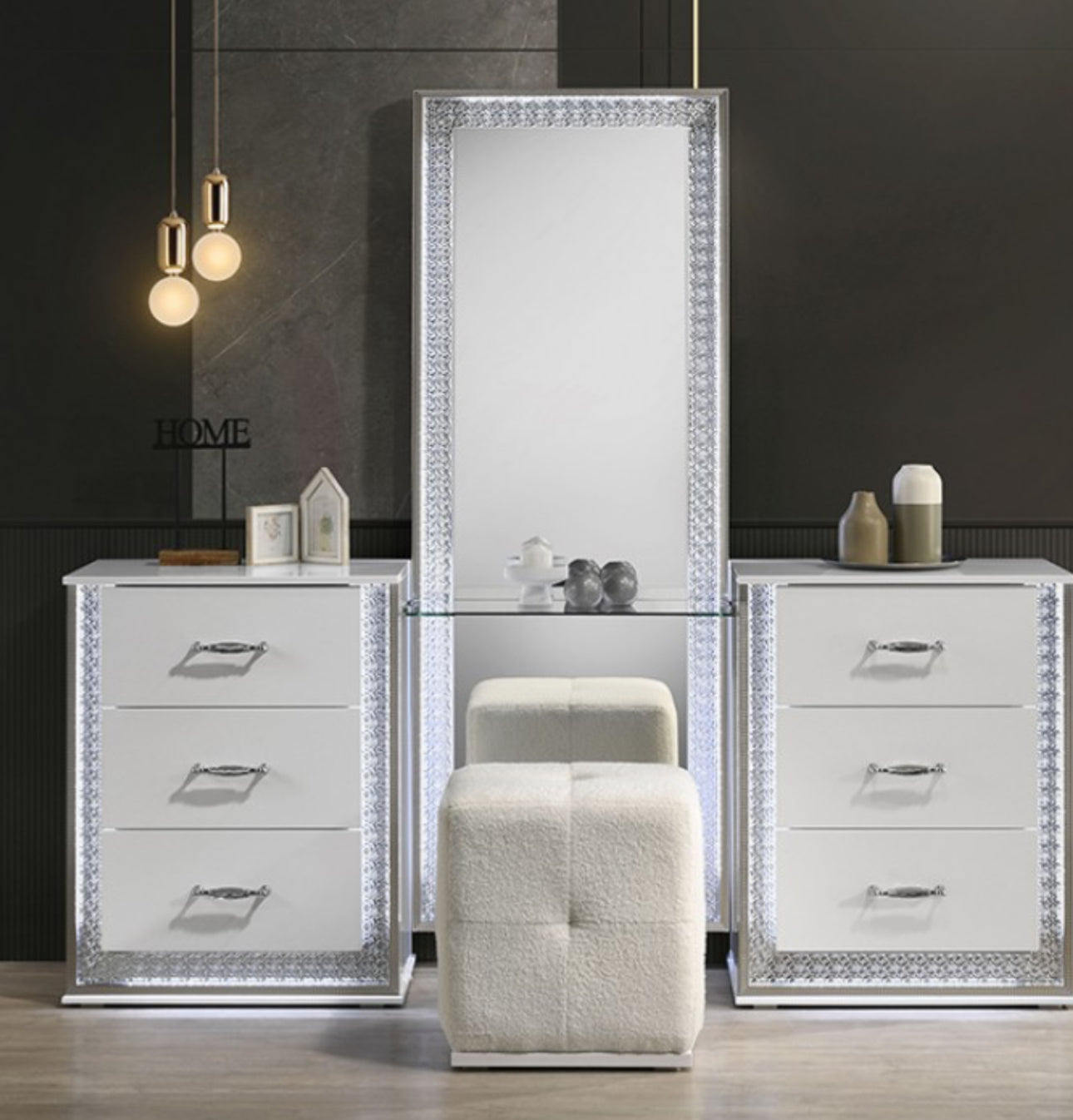 HAZELINE VANITY SET W/ STOOL