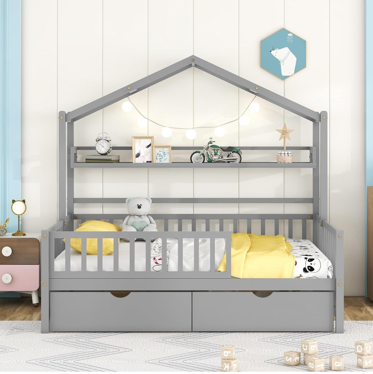 FULL SIZE BED FRAME WITH DRAWERS