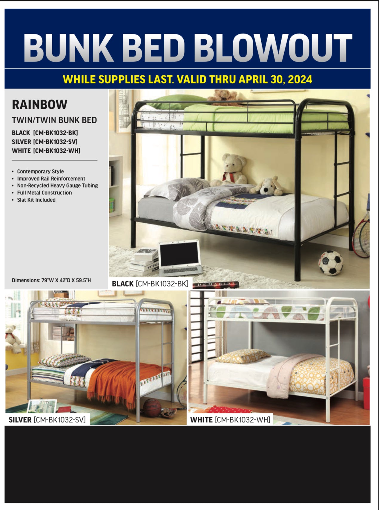 TWIN OVER TWIN BUNK BEDS