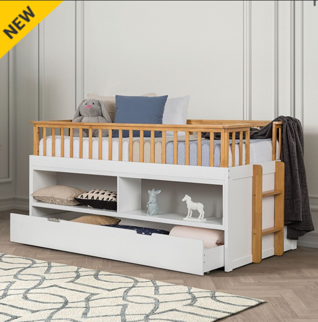 TWIN CAPTAIN BED W/TRUNDLE