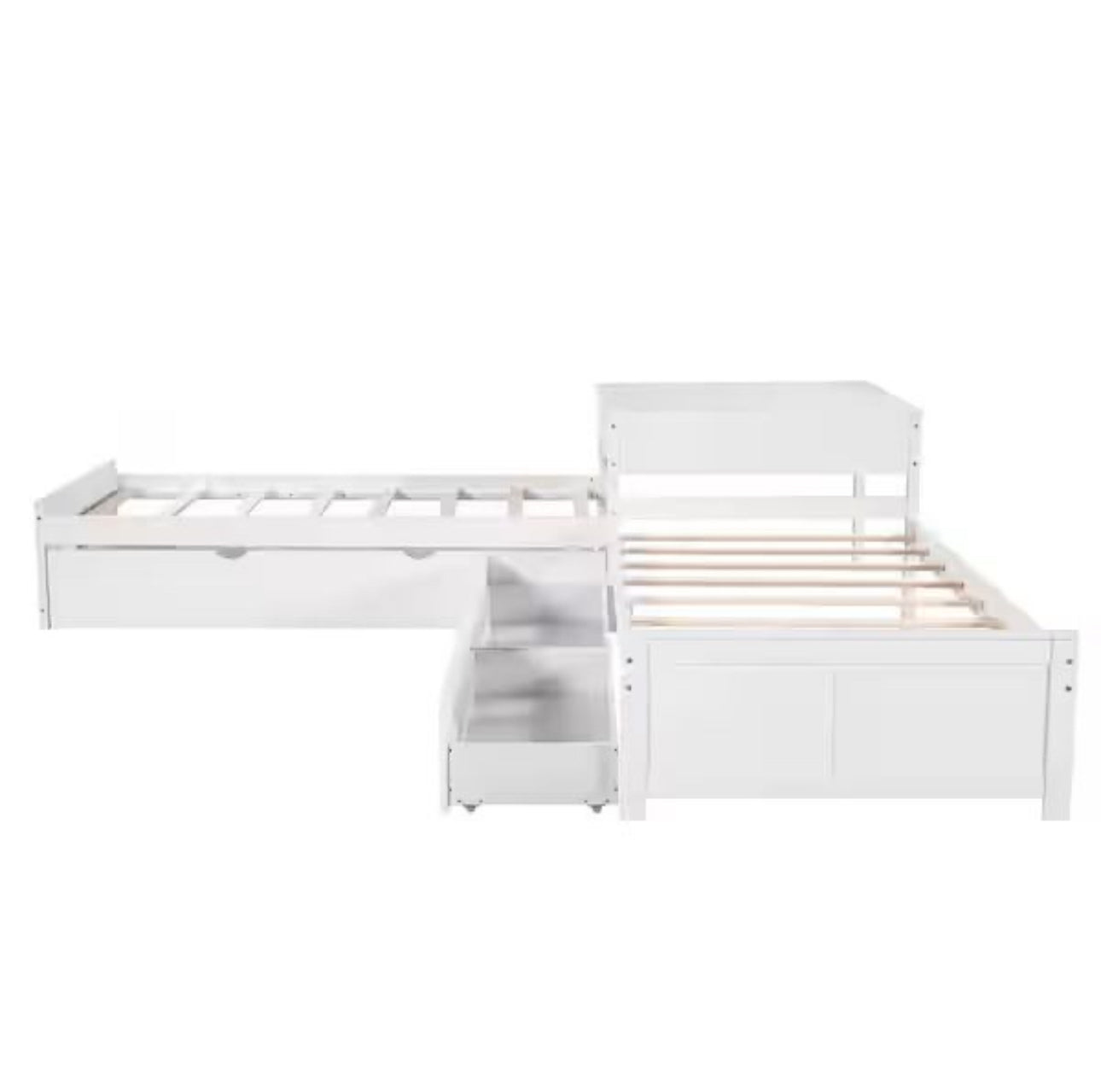 DOUBLE TWIN BED FRAMES WITH TWIN TRUNDLE