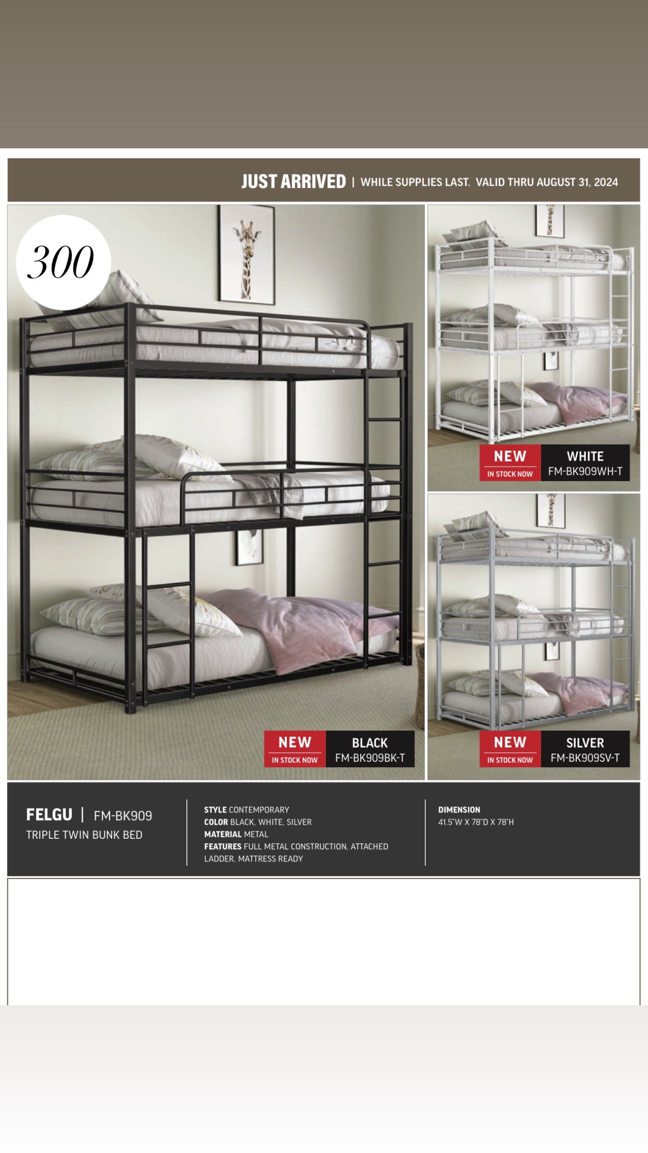 TRIPLE TWIN BUNK BED