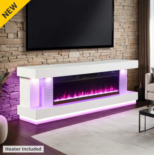 PESEUX 71" TV STAND W/ ELECTRIC FIRE PLACE